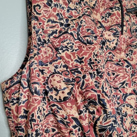 Peruvian Connection Red Floral Maxi Dress Women's Size 10 Cotton Warm Tones Fall - Picture 5 of 9